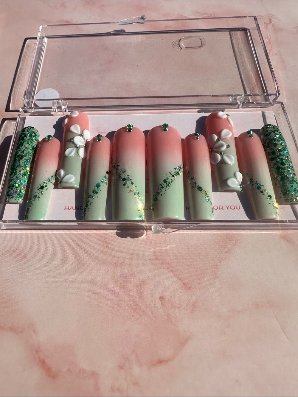 Handmade Fall Ombre Floral Press-On Nail Set
